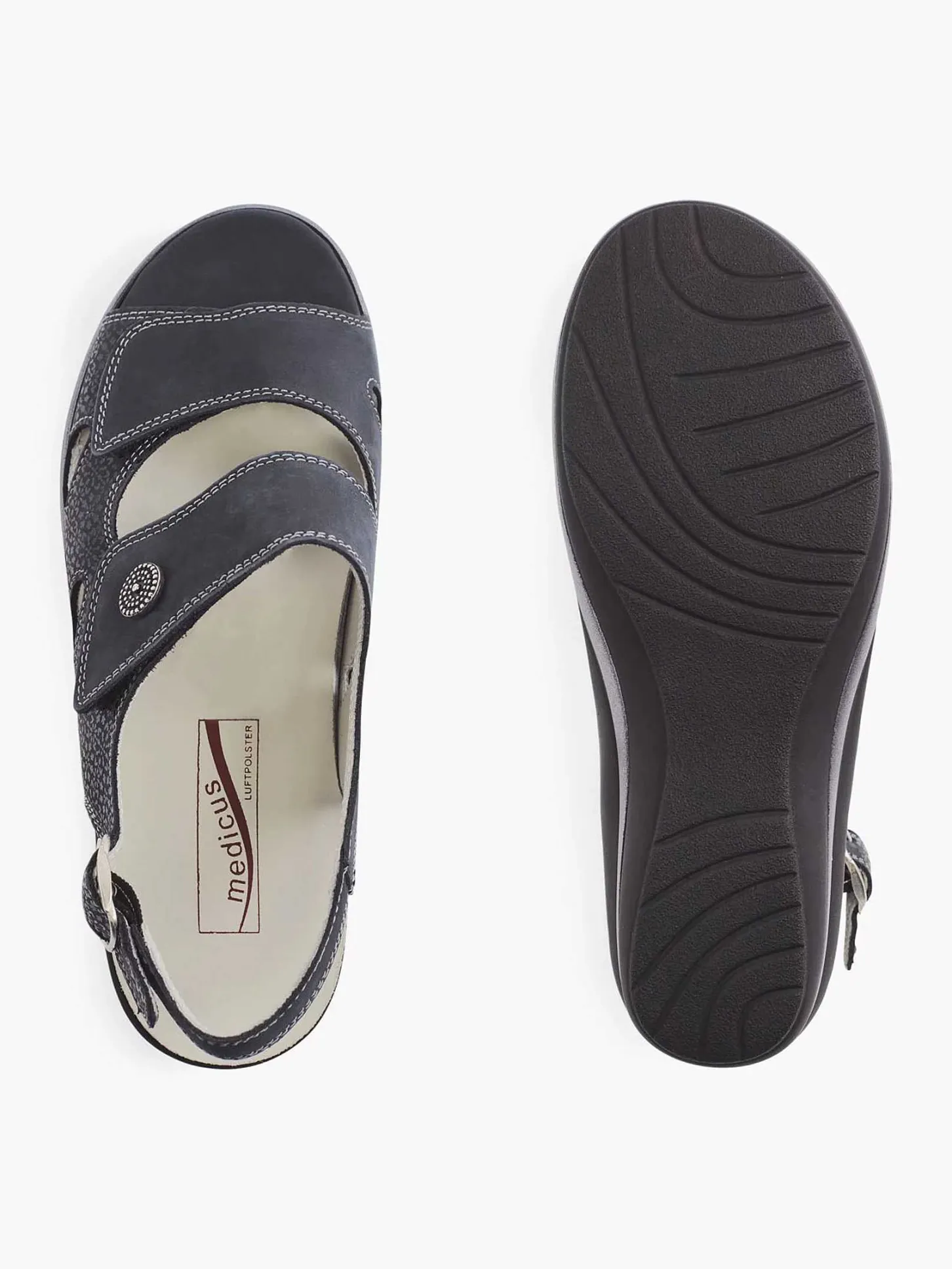 Clearance Donkerblauwe Leren Sandaal Dames Comfort Schoenen