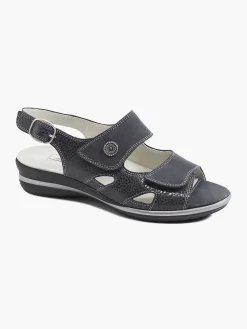 Clearance Donkerblauwe Leren Sandaal Dames Comfort Schoenen