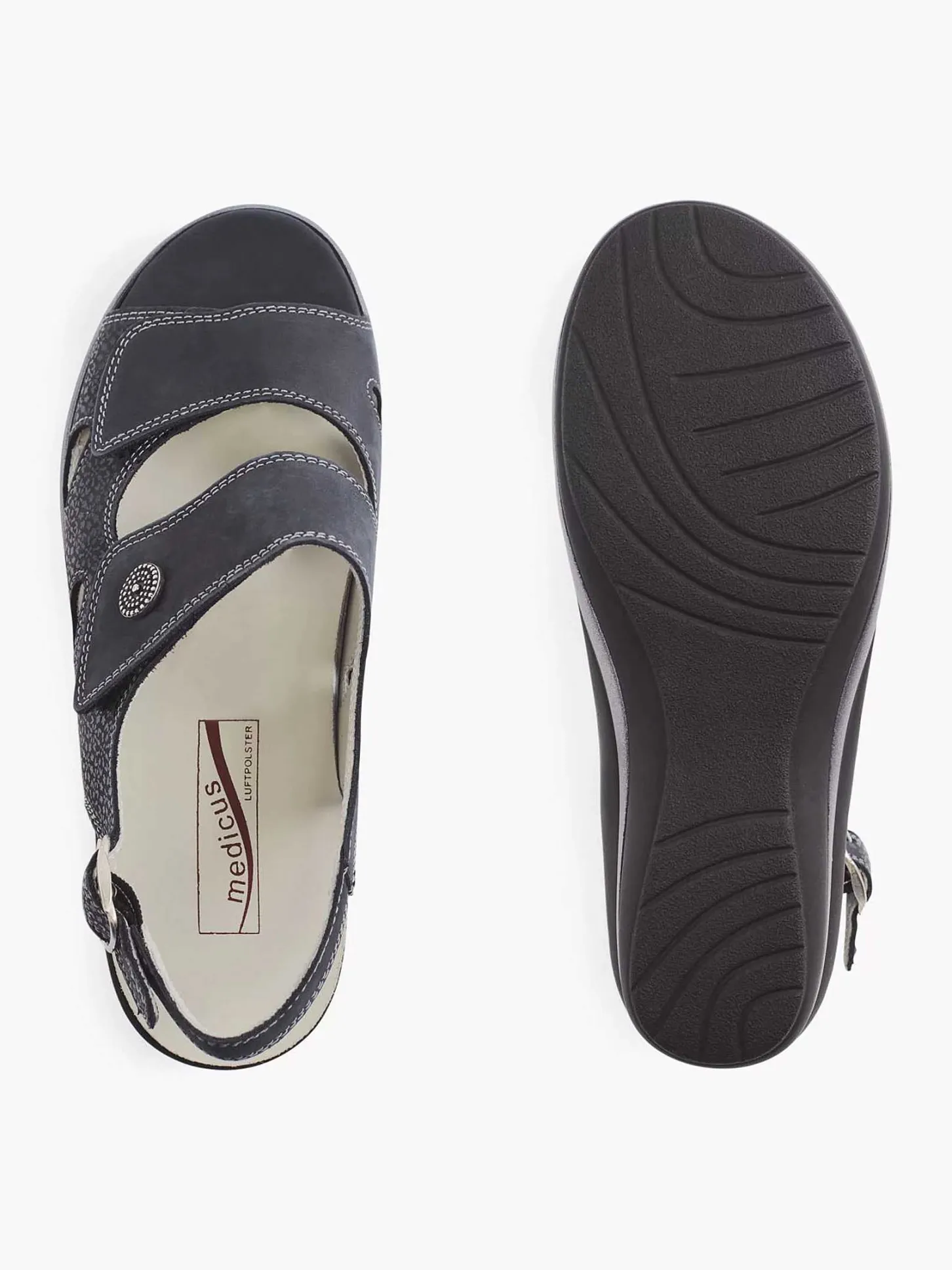 Clearance Donkerblauwe Leren Sandaal Dames Comfort Schoenen