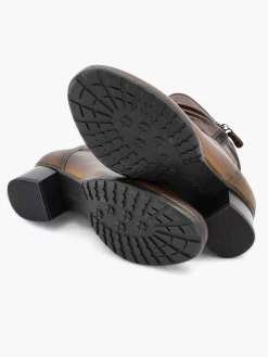 New Donkerbruine Leren Comfort Enkellaars Hak Dames Enkellaarzen & Boots