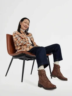 Hot Donkerbruine Veterboot Dames Enkellaarzen & Boots