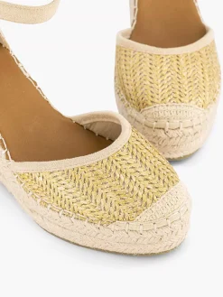 Sale Gouden Espadrille Sleehak Dames Hoge Hakken