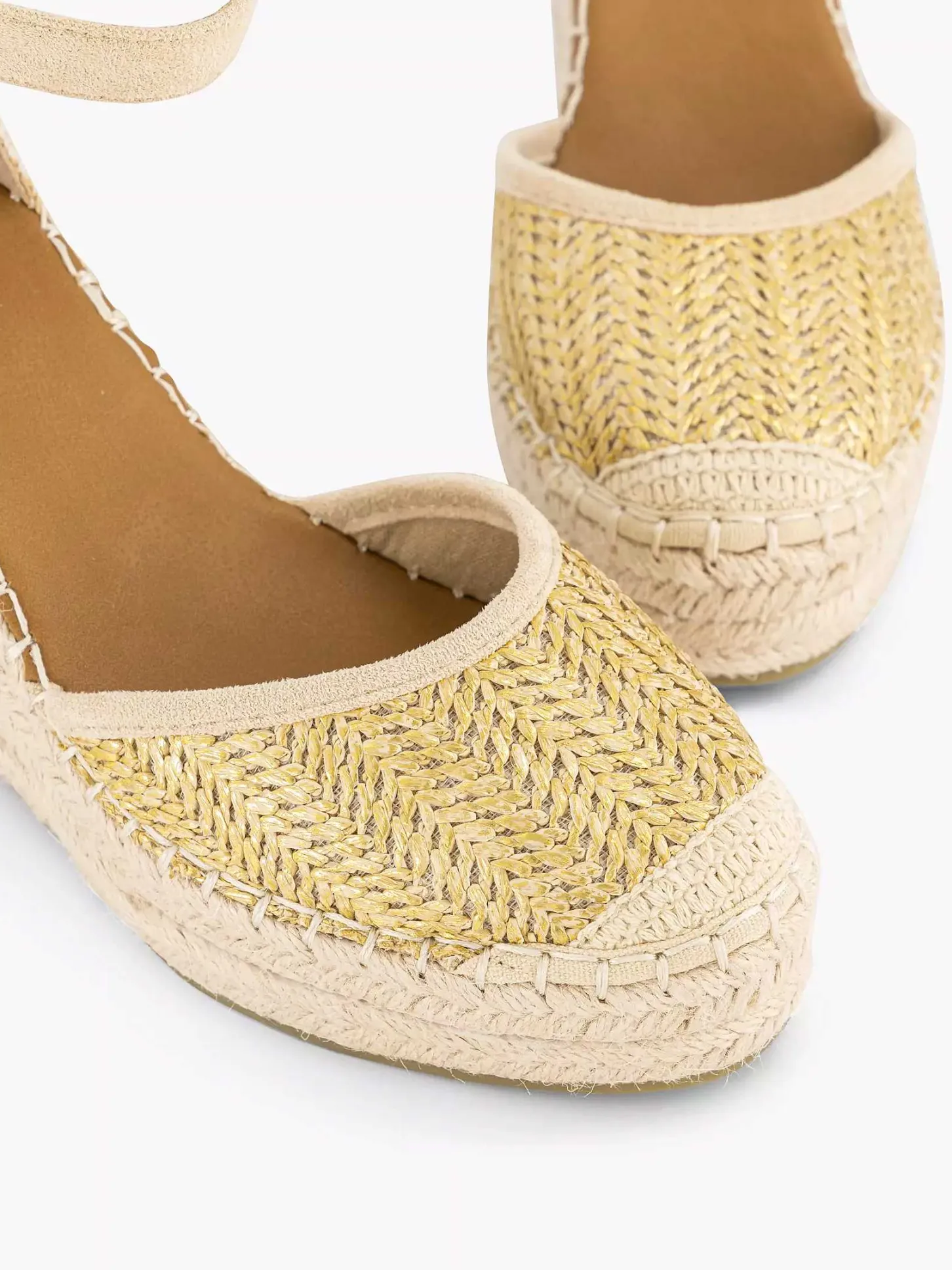 Sale Gouden Espadrille Sleehak Dames Hoge Hakken