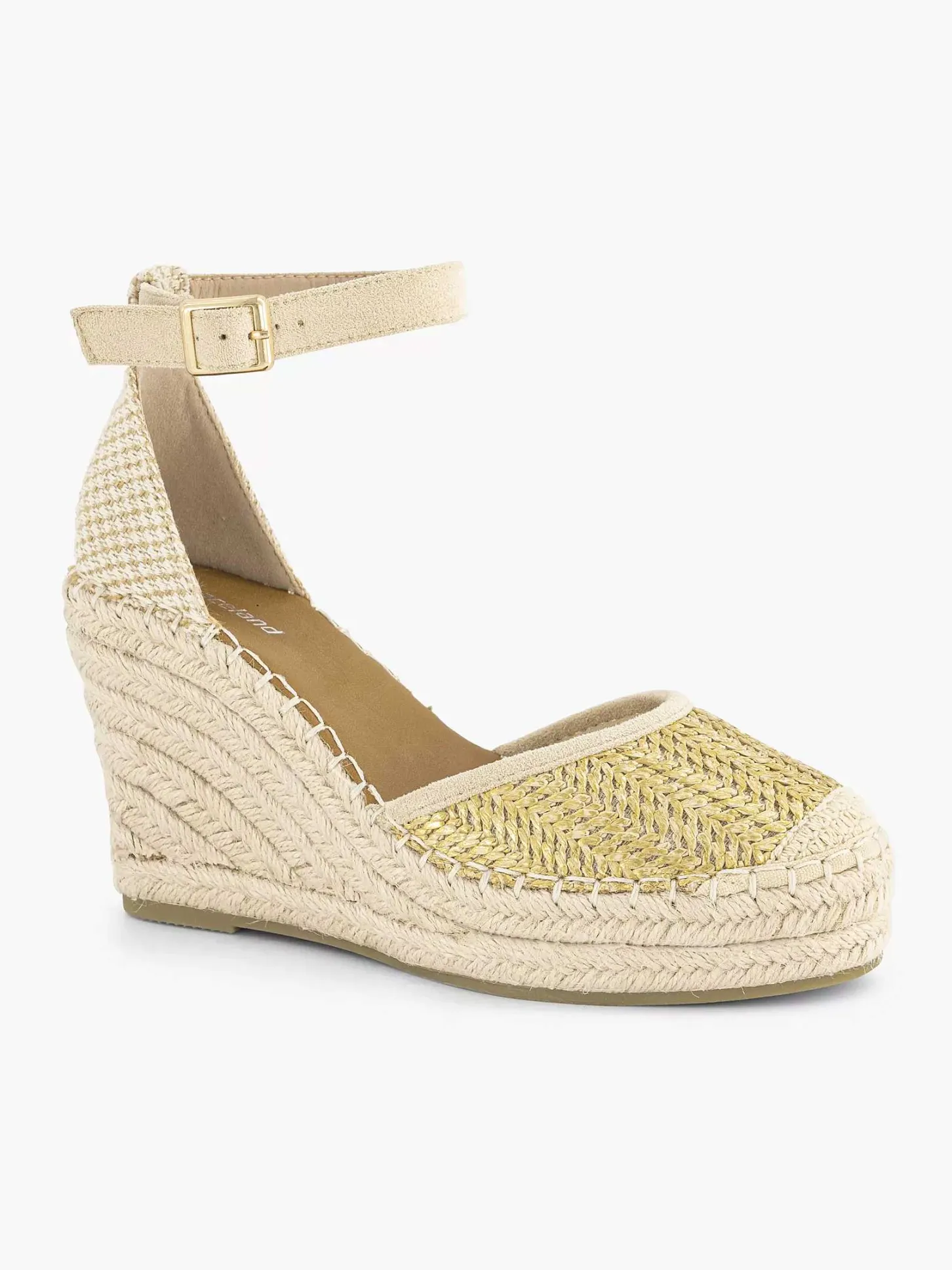 Sale Gouden Espadrille Sleehak Dames Hoge Hakken