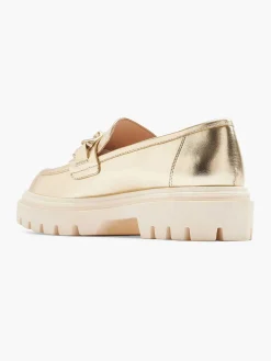 Clearance Gouden Metallic Chunky Loafer Dames Instappers