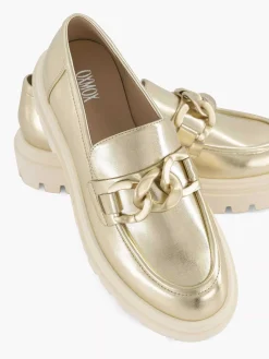 Clearance Gouden Metallic Chunky Loafer Dames Instappers