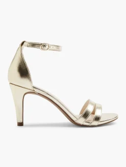 Gouden Sandalette Metallic Dames Hoge Hakken