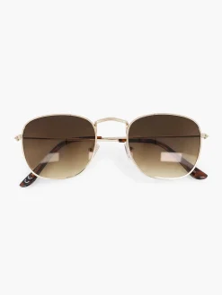 Outlet Gouden Zonnebril Met Bruine Glazen Dames Online Exclusive Accessoires