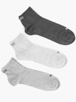 Outlet Grijze Quarter Plain 3 Pak 39-42 Heren Sokken