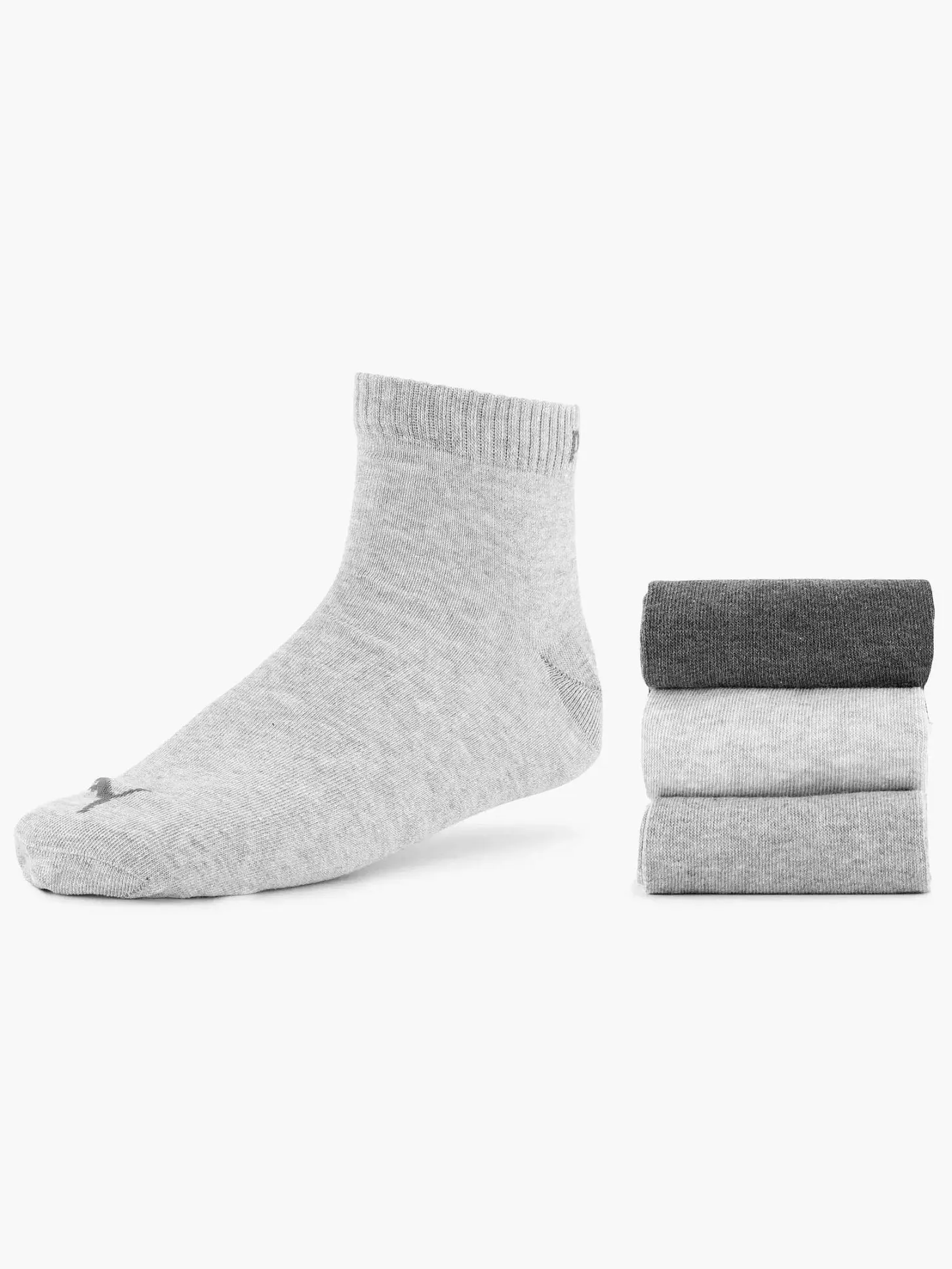 Outlet Grijze Quarter Plain 3 Pak 39-42 Heren Sokken
