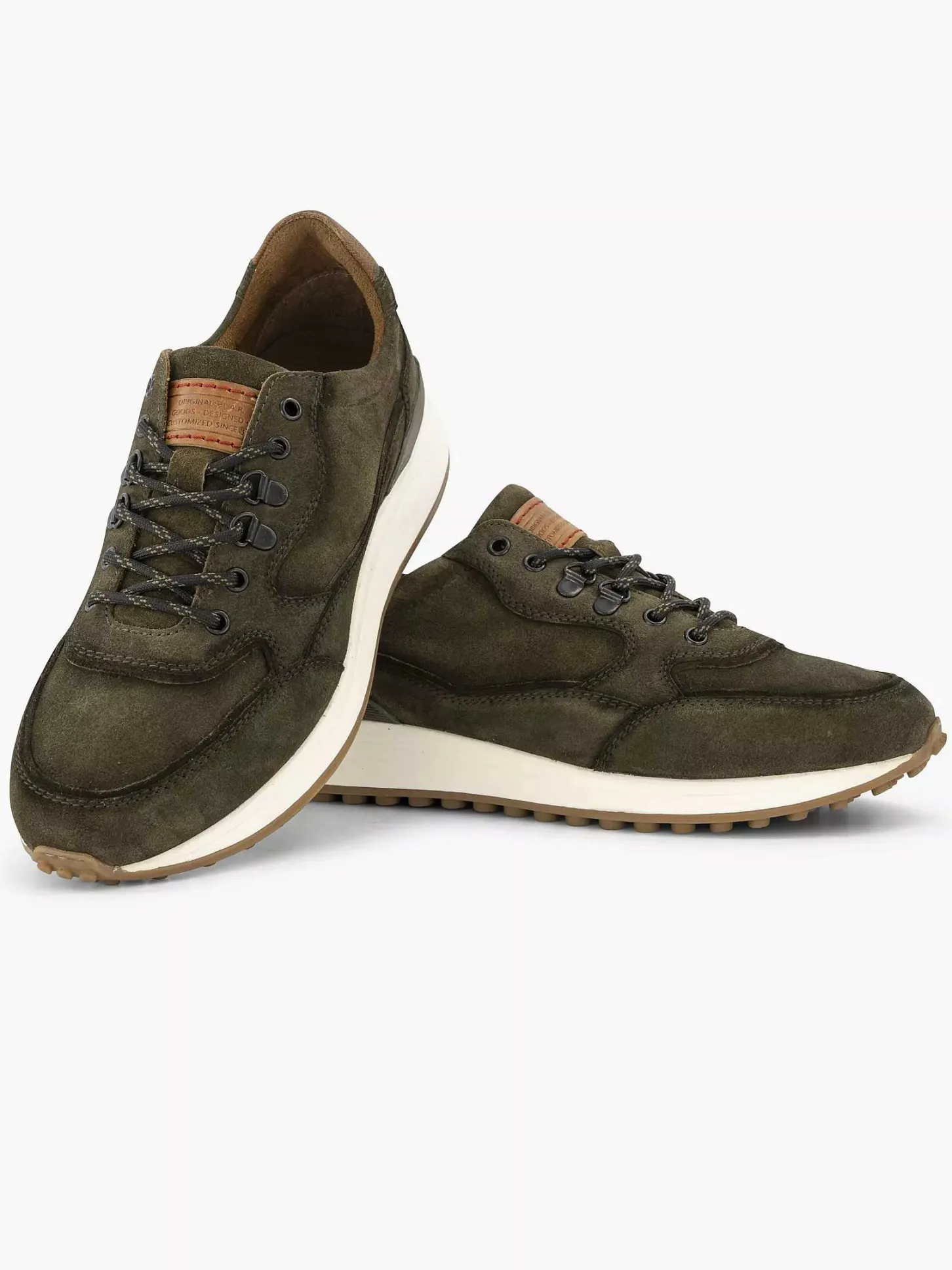 Outlet Groene Leren Chunky Sneaker Heren Sneakers