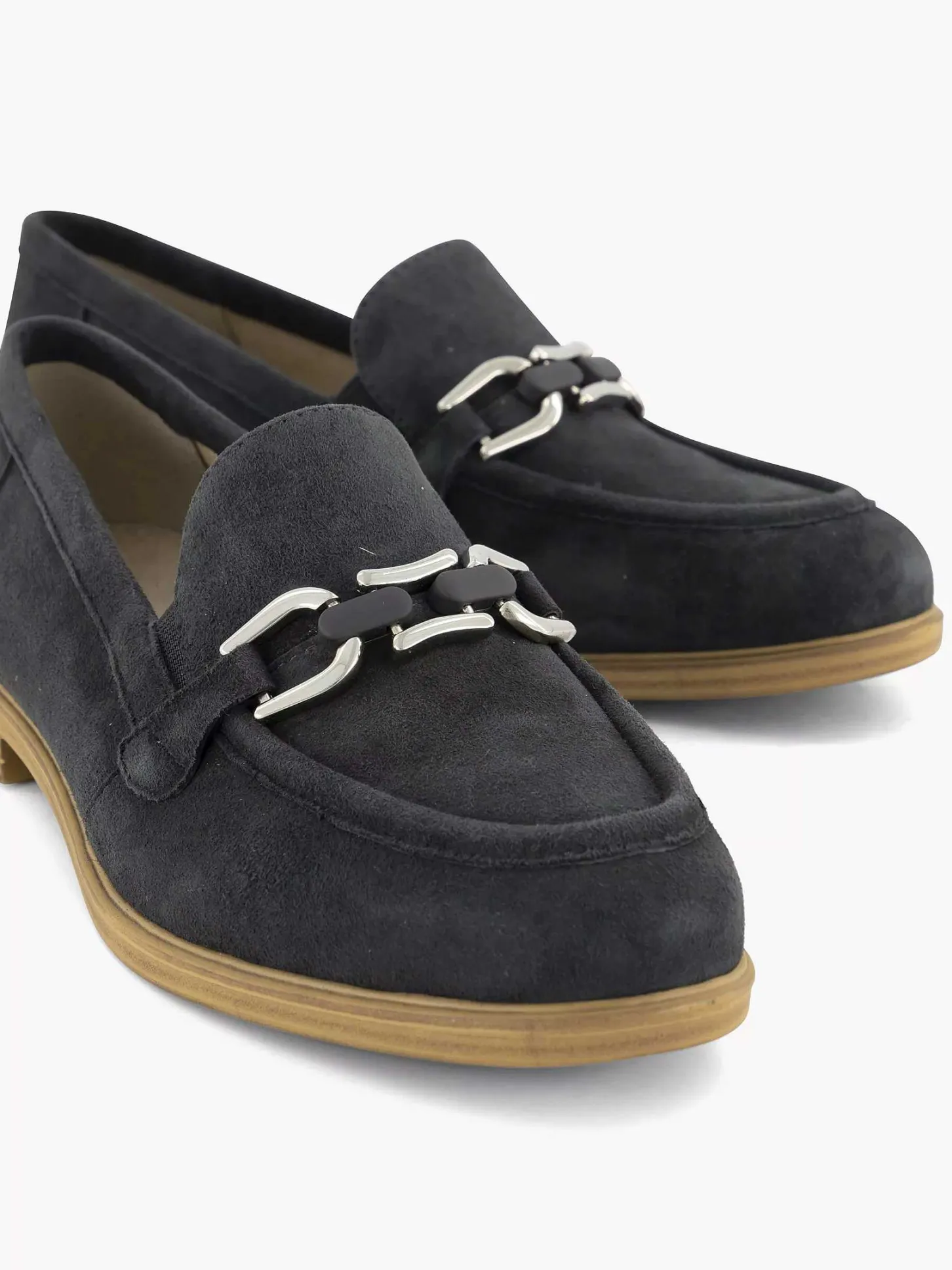 Outlet Marineblauwe Leren Instapper Dames Comfort Schoenen