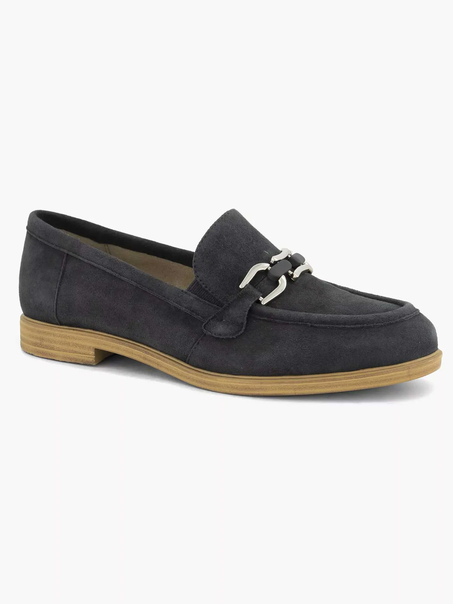 Outlet Marineblauwe Leren Instapper Dames Comfort Schoenen