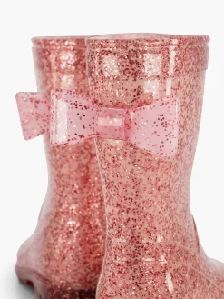 Outlet Roze Regenlaars Glitter Strik Kinderen Jongensschoenen