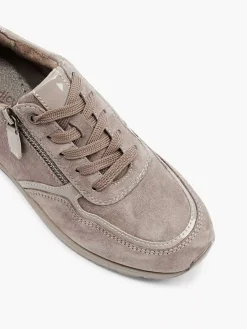 Sale Taupe Leren Comfort Sneaker Dames Comfort Schoenen
