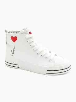 Hot Witte Hoge Canvas Sneaker Hartje Dames Sneakers