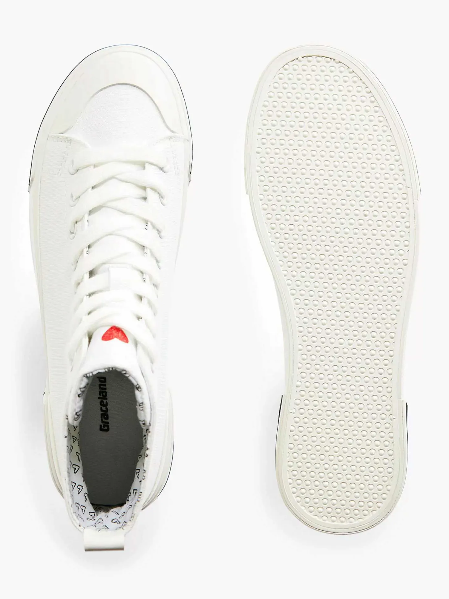 Hot Witte Hoge Canvas Sneaker Hartje Dames Sneakers
