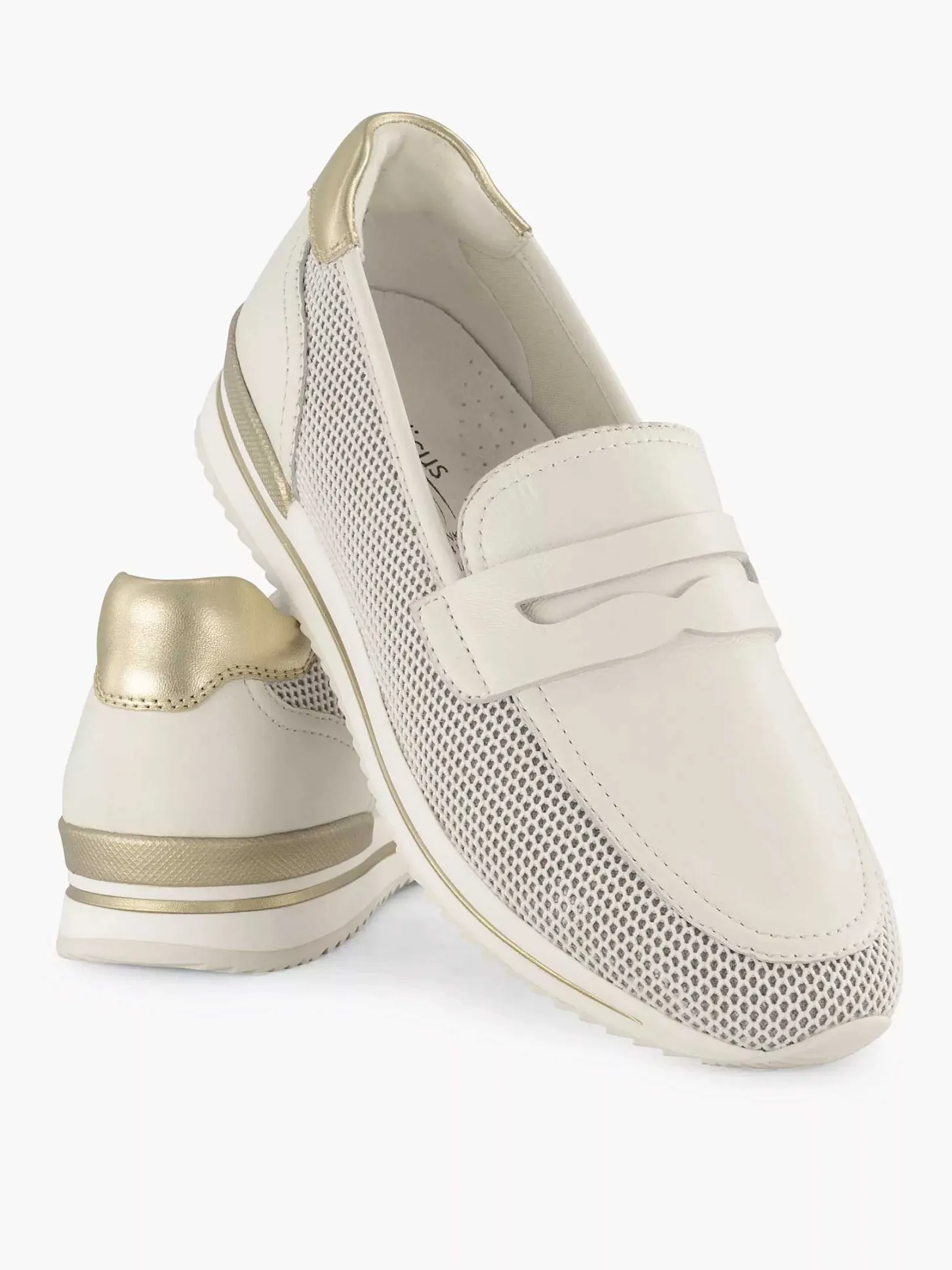 Sale Witte Leren Instapper Dames Comfort Schoenen