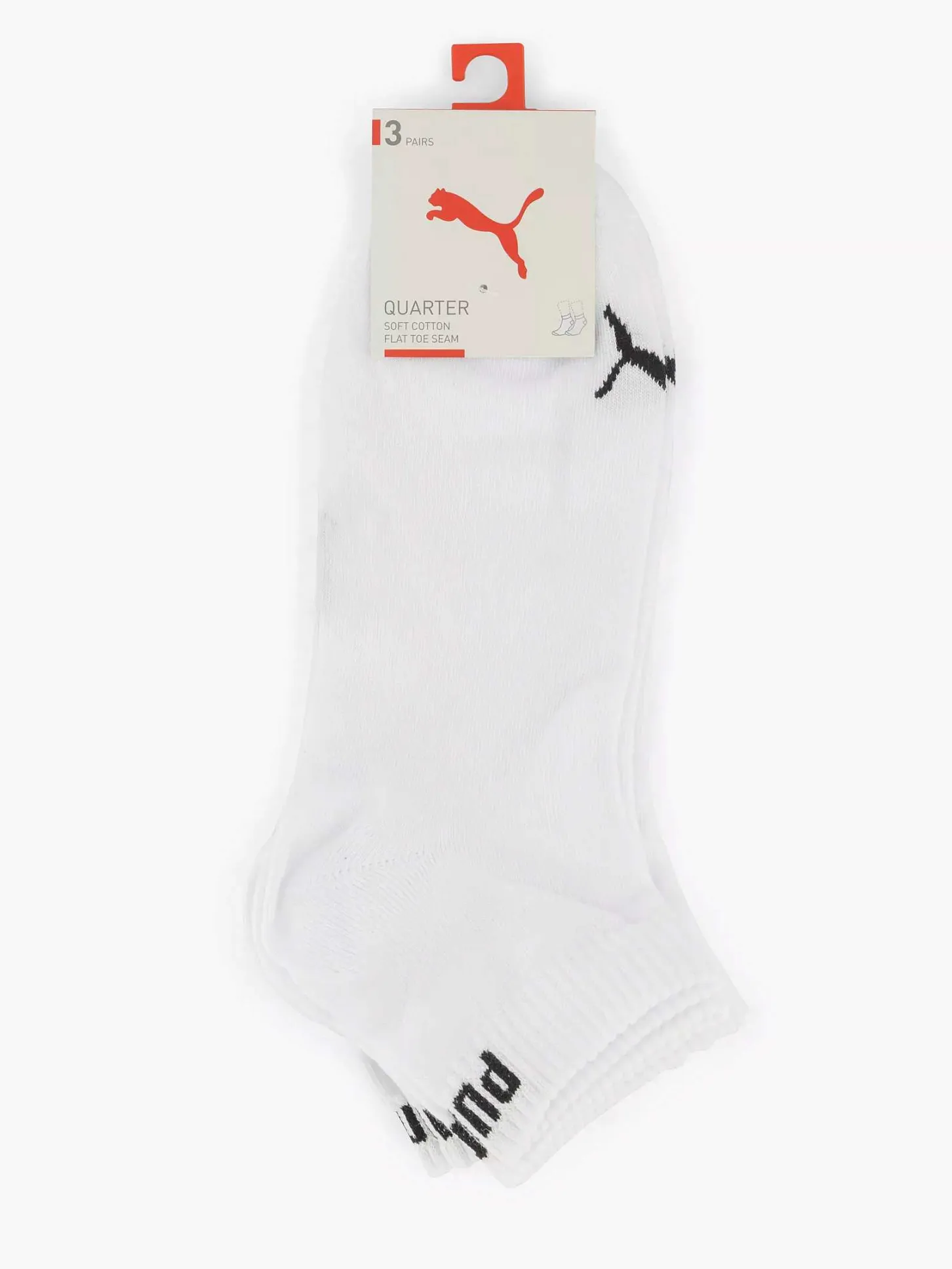 Witte Quarter Plain 3 Pak 43-46 Heren Sokken