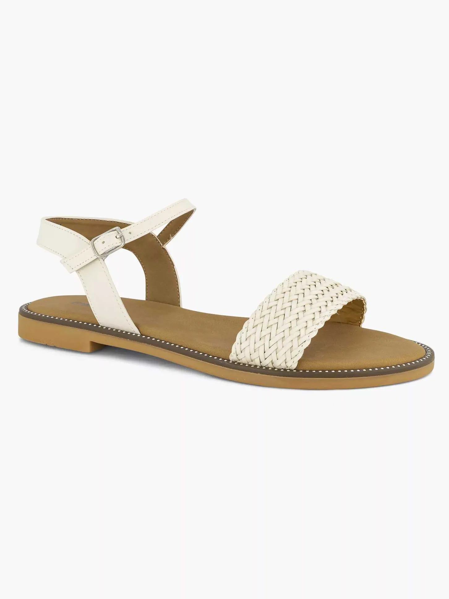 Outlet Witte Sandaal Gevlochten Dames Sandalen