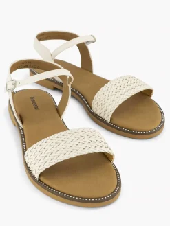 Outlet Witte Sandaal Gevlochten Dames Sandalen