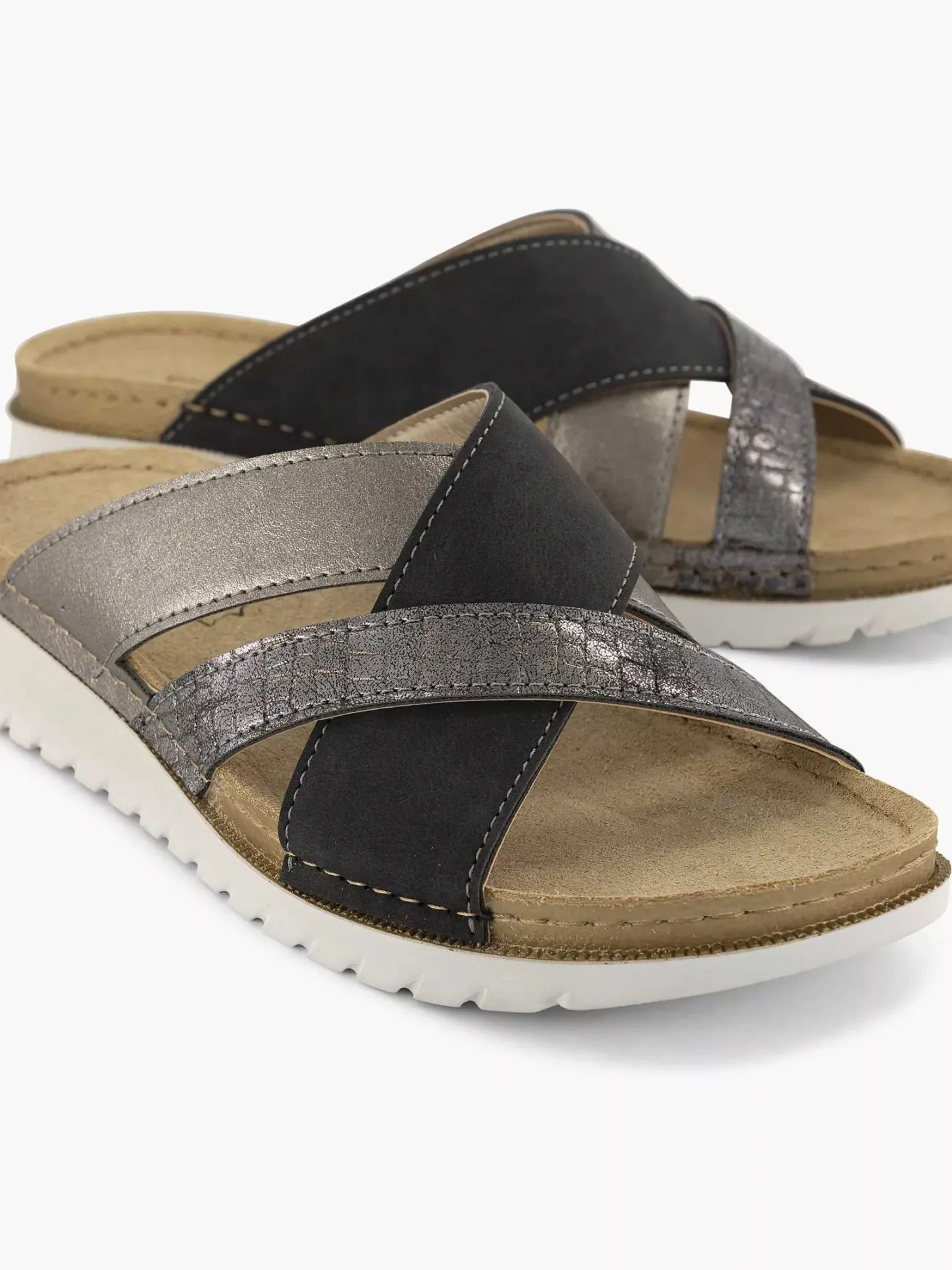 Hot Zilveren Comfort Slipper Dames Sandalen
