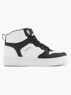 Outlet Zwart Witte Hoge Sneaker Dames Sneakers