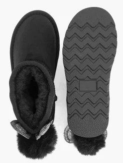 Clearance Zwarte Boot Konijn Gevoerd Kinderen Babyschoenen