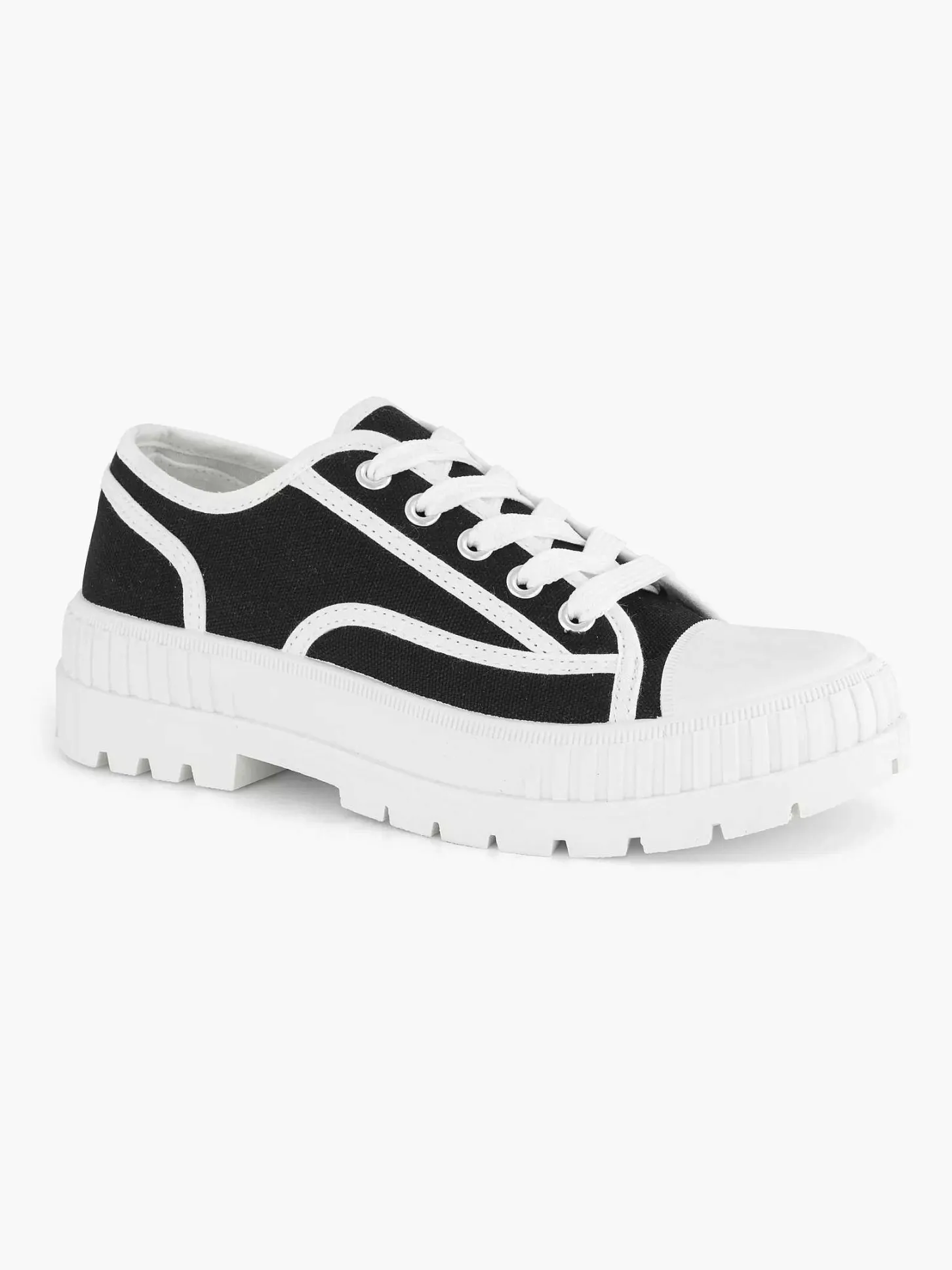 New Zwarte Canvas Chunky Sneaker Dames Sneakers