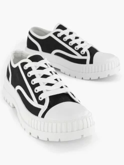 New Zwarte Canvas Chunky Sneaker Dames Sneakers