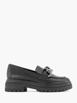 Discount Zwarte Chunky Loafer Sierketting Dames Instappers