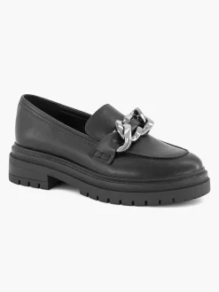 Discount Zwarte Chunky Loafer Sierketting Dames Instappers