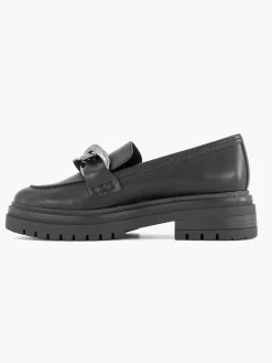 Discount Zwarte Chunky Loafer Sierketting Dames Instappers