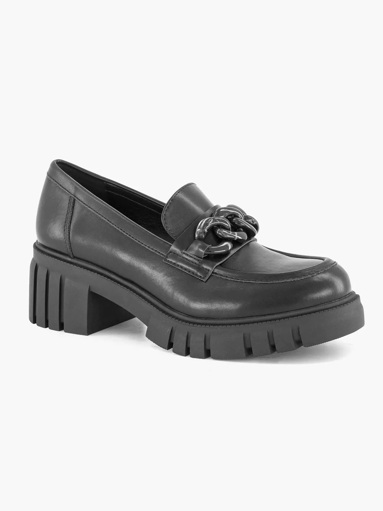 Best Zwarte Chunky Loafer Sietketting Dames Instappers