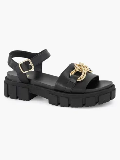 Zwarte Chunky Sandaal Sierketting Dames Sandalen