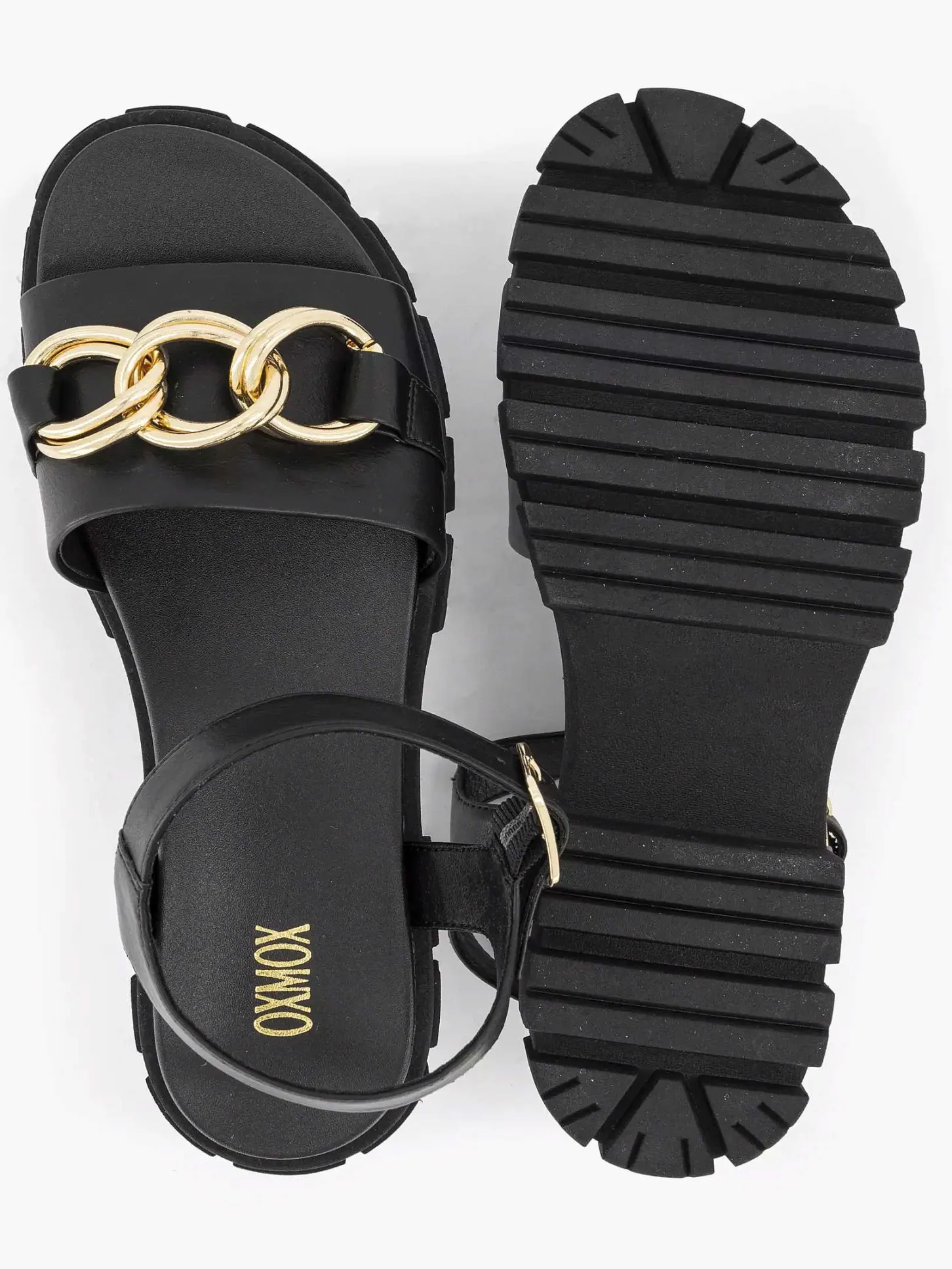 Zwarte Chunky Sandaal Sierketting Dames Sandalen