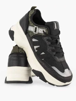 Clearance Zwarte Chunky Sneaker Panterprint Dames Sneakers