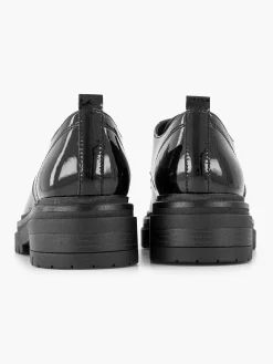Zwarte Chunky Veterschoen Lak Dames Instappers