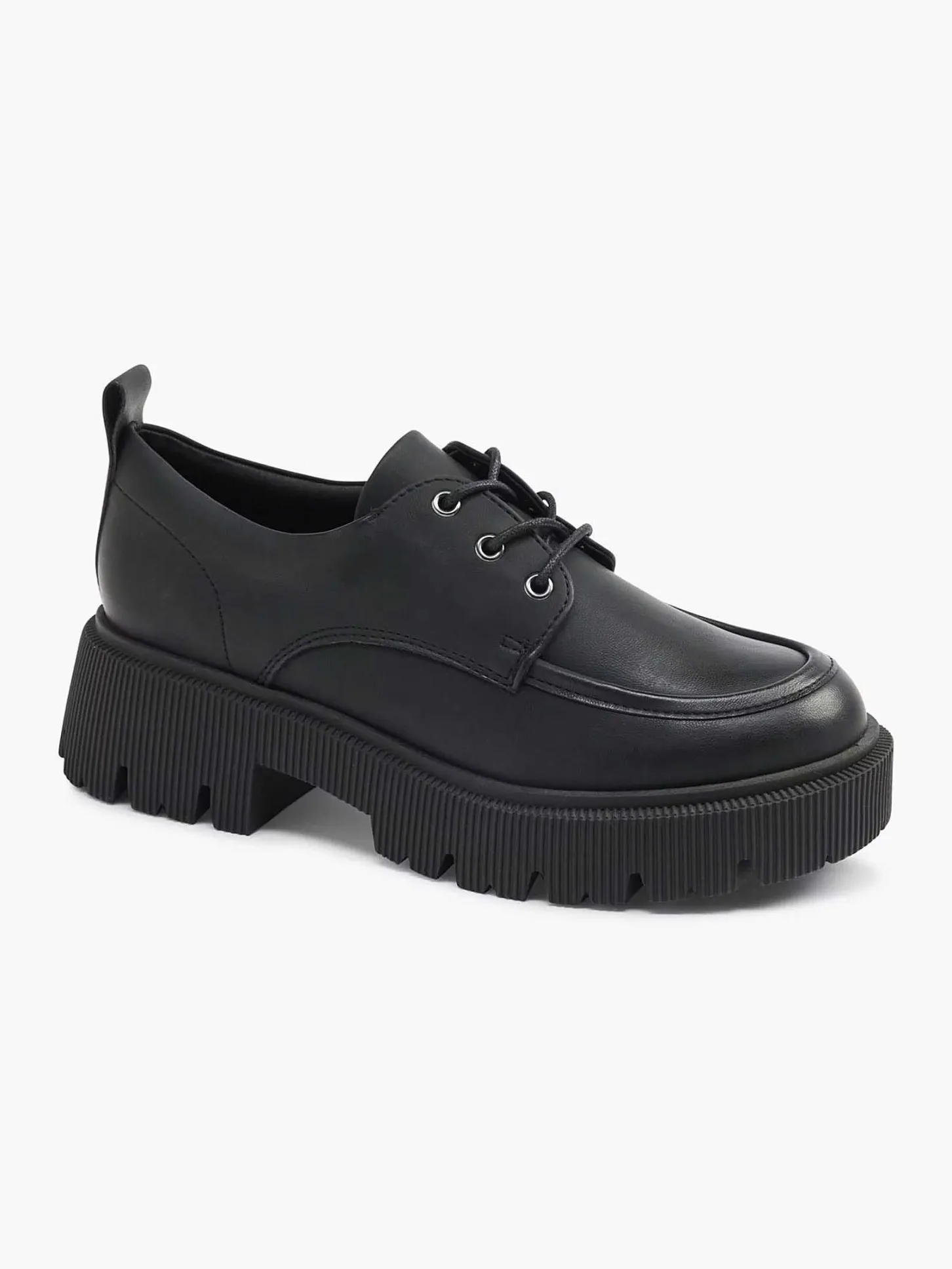 New Zwarte Chunky Veterschoen Dames Instappers