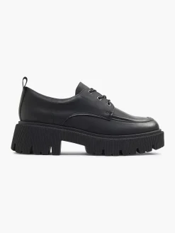 New Zwarte Chunky Veterschoen Dames Instappers