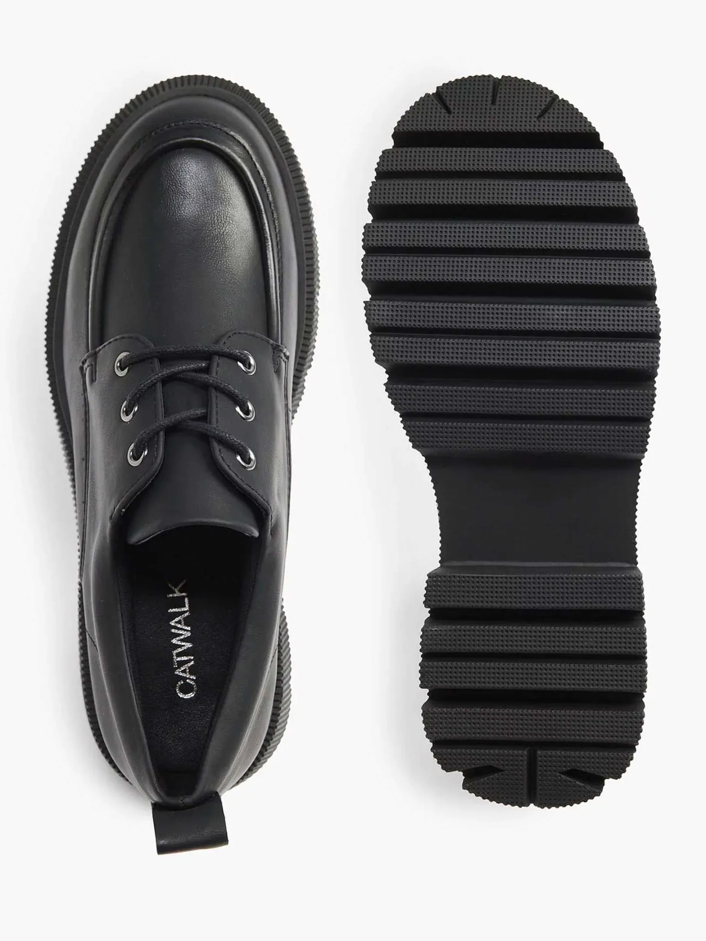 New Zwarte Chunky Veterschoen Dames Instappers