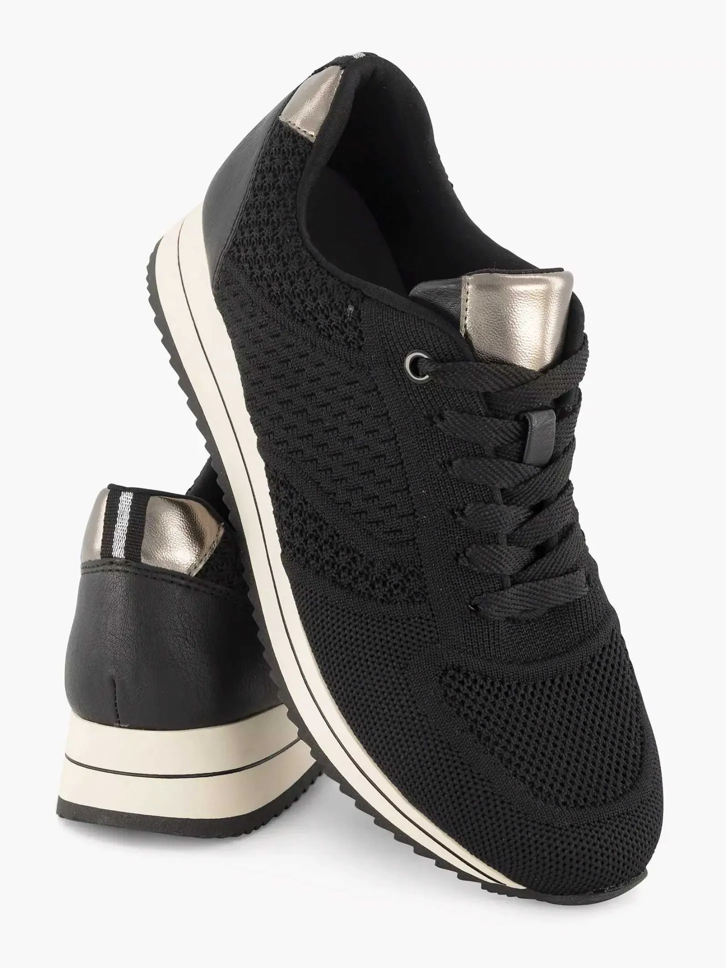 Hot Zwarte Comfort Sneaker Knitted Dames Sneakers