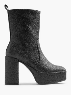 Discount Zwarte Enkellaars Hak Glitters Dames Enkellaarzen & Boots