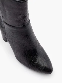 Clearance Zwarte Enkellaars Slangenprint Dames Enkellaarzen & Boots