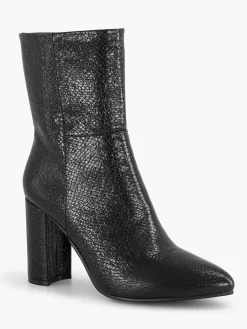 Clearance Zwarte Enkellaars Slangenprint Dames Enkellaarzen & Boots