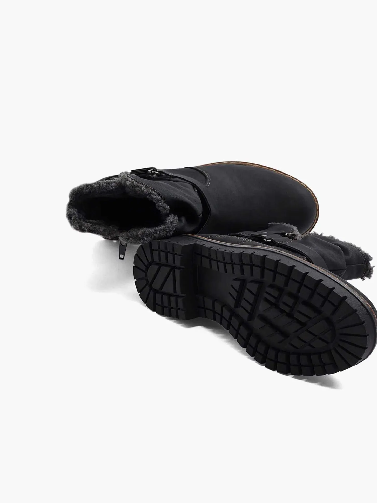Hot Zwarte Enkellaars Warm Gevoerd Dames Comfort Schoenen