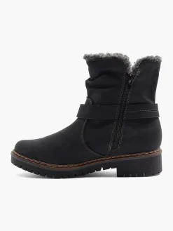 Hot Zwarte Enkellaars Warm Gevoerd Dames Comfort Schoenen