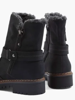 Hot Zwarte Enkellaars Warm Gevoerd Dames Comfort Schoenen