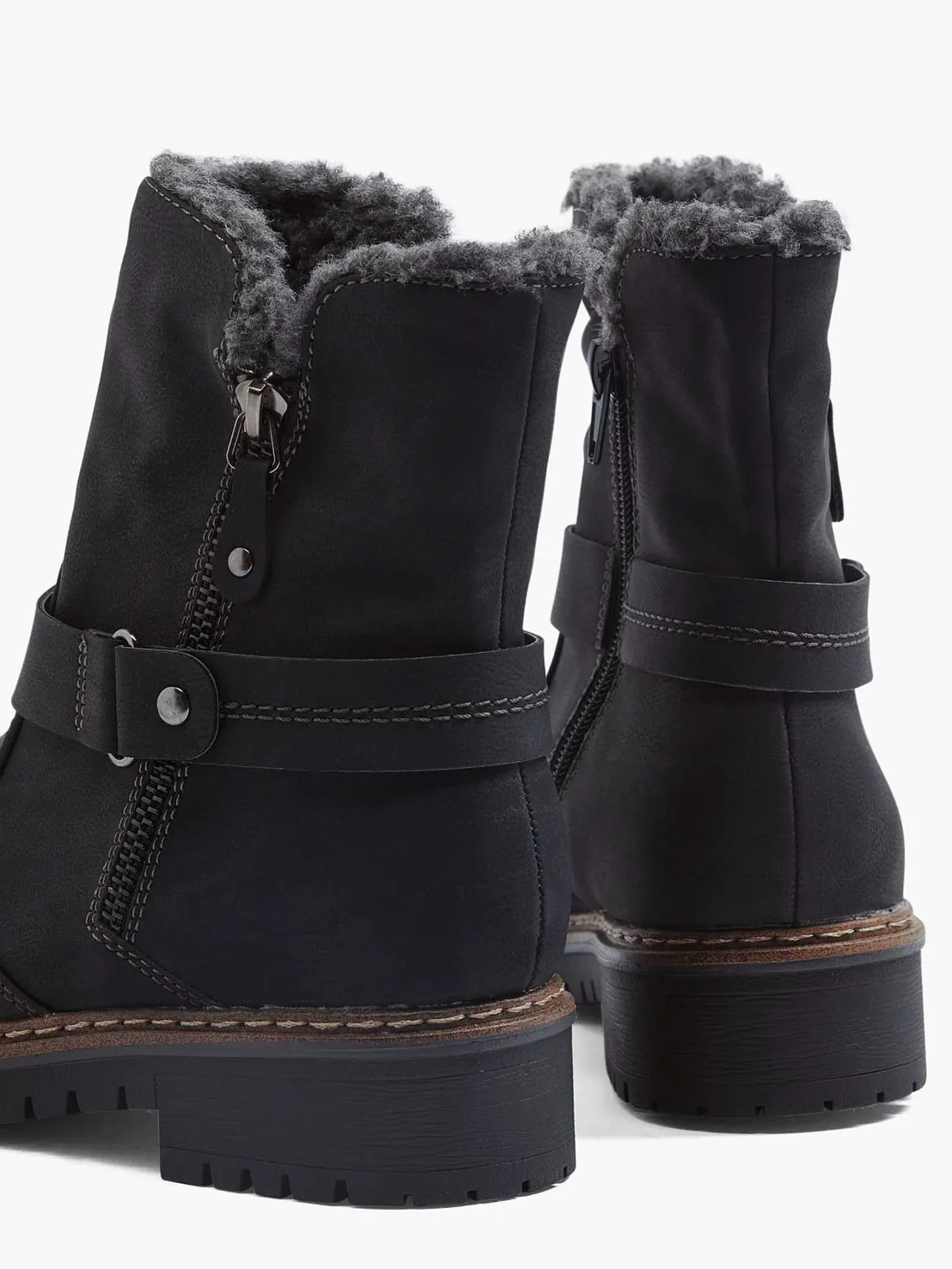 Hot Zwarte Enkellaars Warm Gevoerd Dames Comfort Schoenen
