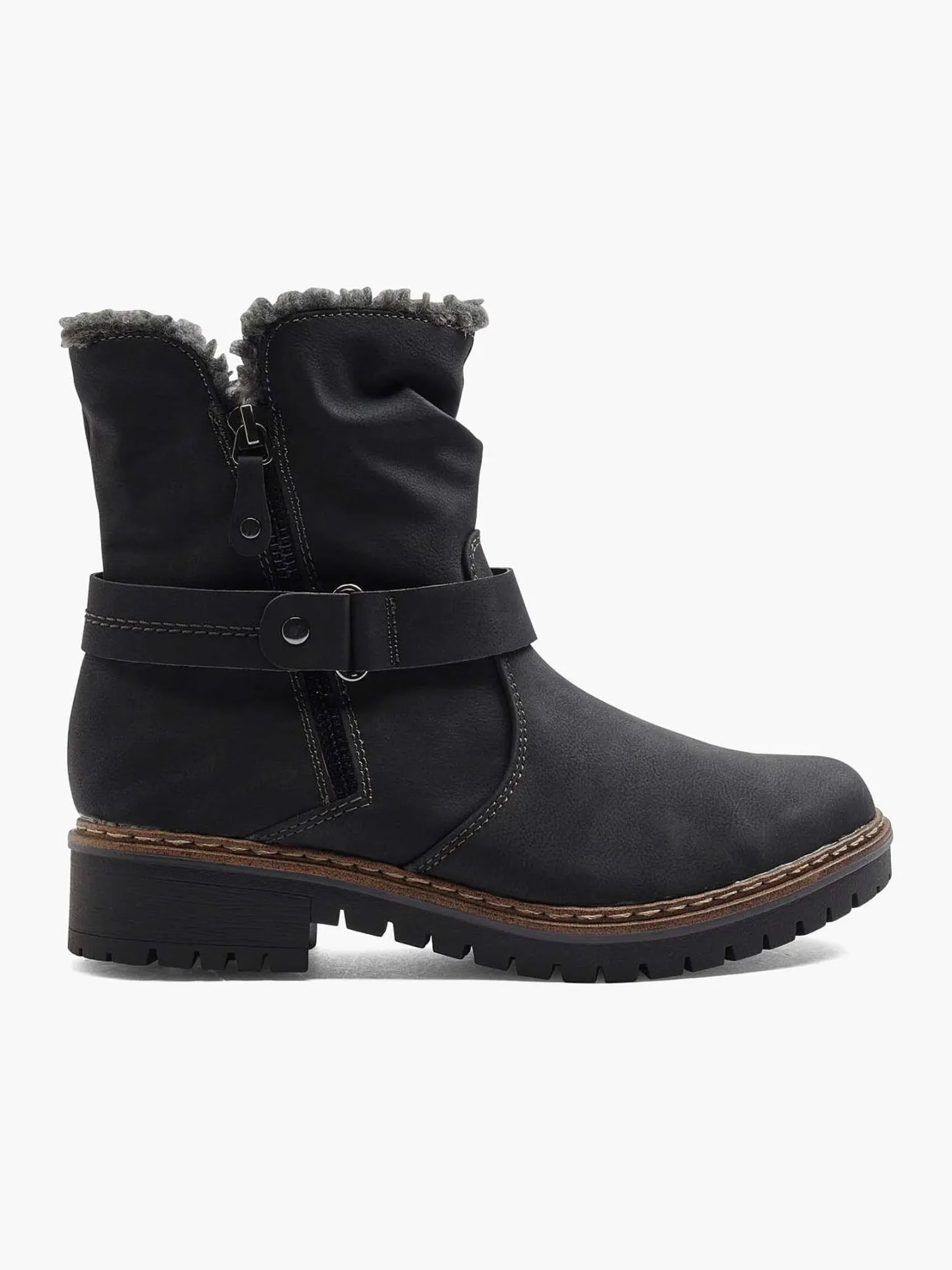 Hot Zwarte Enkellaars Warm Gevoerd Dames Comfort Schoenen
